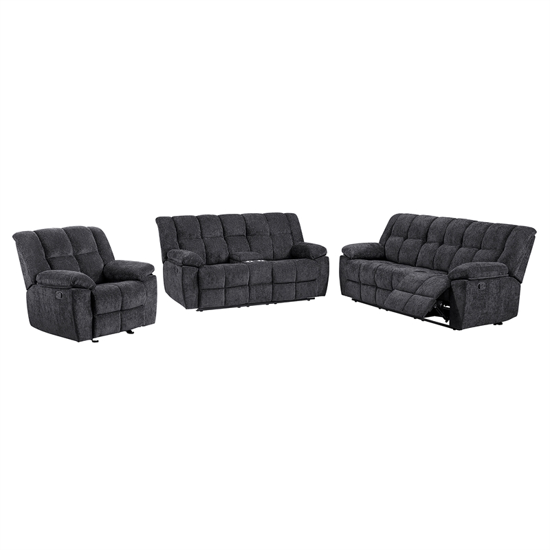 Global Furniure U6000 Console Recliner Loveseat in Black