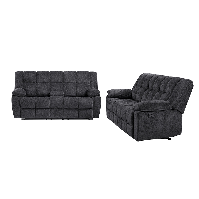 Global Furniure U6000 Console Recliner Loveseat in Black