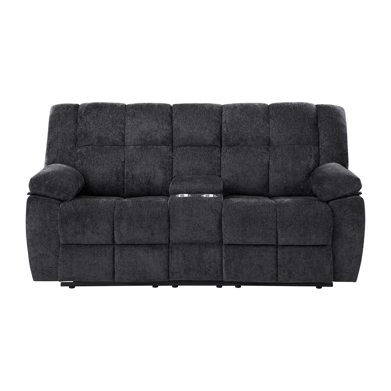 Global Furniure U6000 Console Recliner Loveseat in Black
