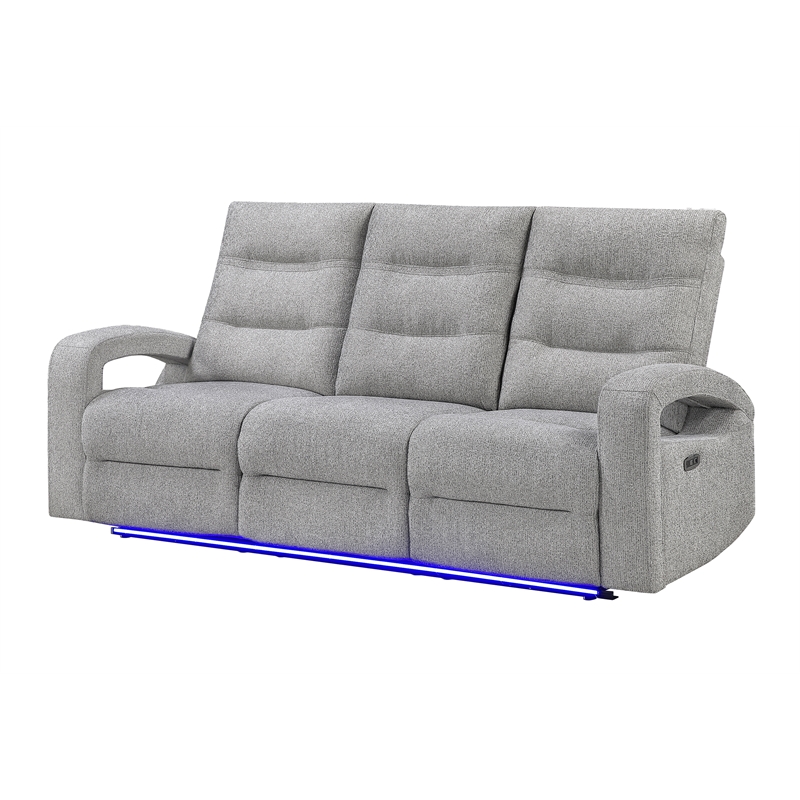 Global Furniture U6611Power Recliner Sofa with LED in Gray