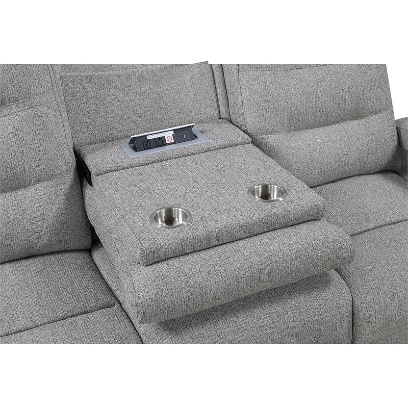 Global Furniture U6611Power Recliner Sofa with LED in Gray
