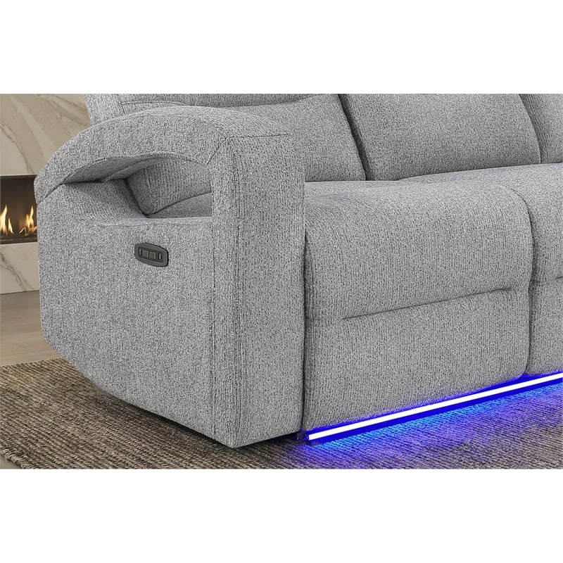 Global Furniture U6611Power Recliner Sofa with LED in Gray