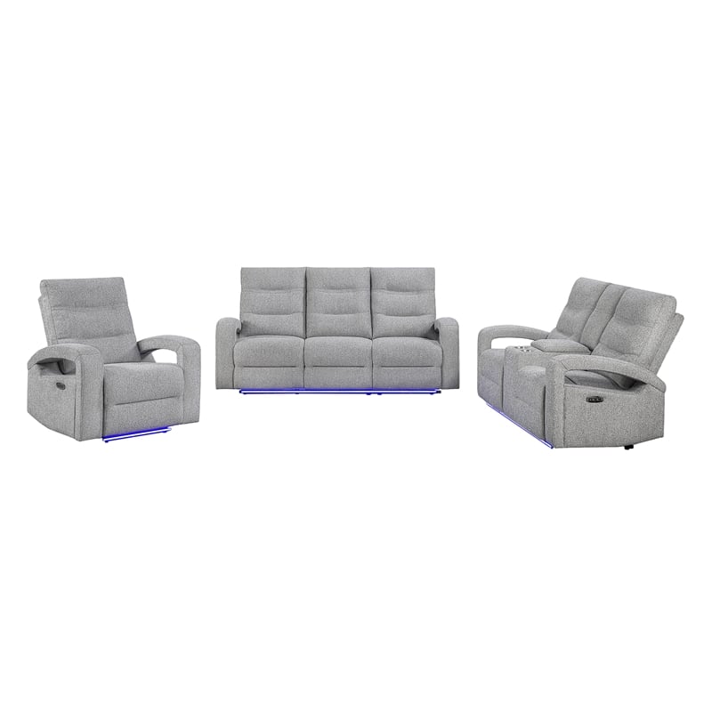Global Furniture U6611Power Recliner Sofa with LED in Gray