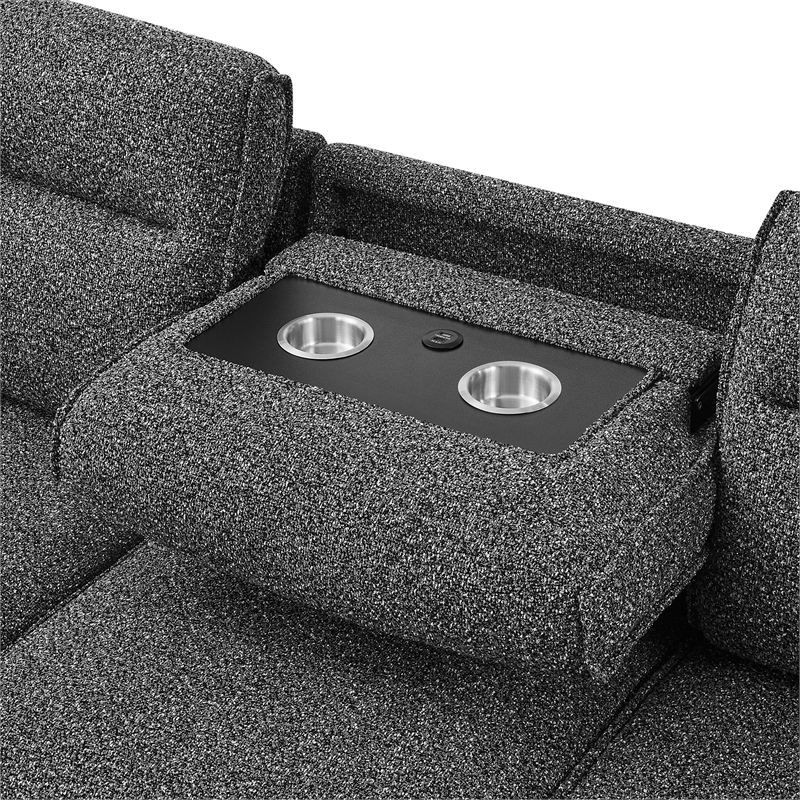 Global Furniture U2601 Convertable Sofa Bed w Drop Table&SPKR in Dark Gray