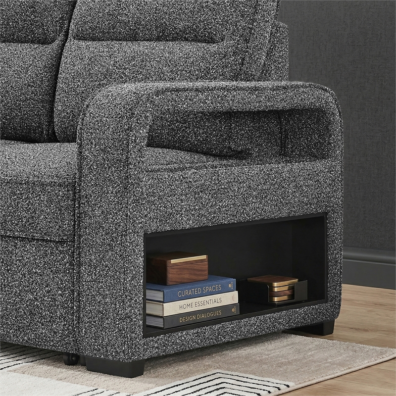 Global Furniture U2601 Convertable Sofa Bed w Drop Table&SPKR in Dark Gray