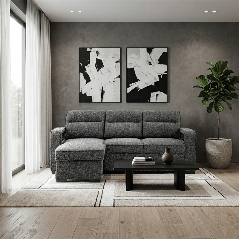 Global Furniture U2601 Convertable Sofa Bed w Drop Table&SPKR in Dark Gray