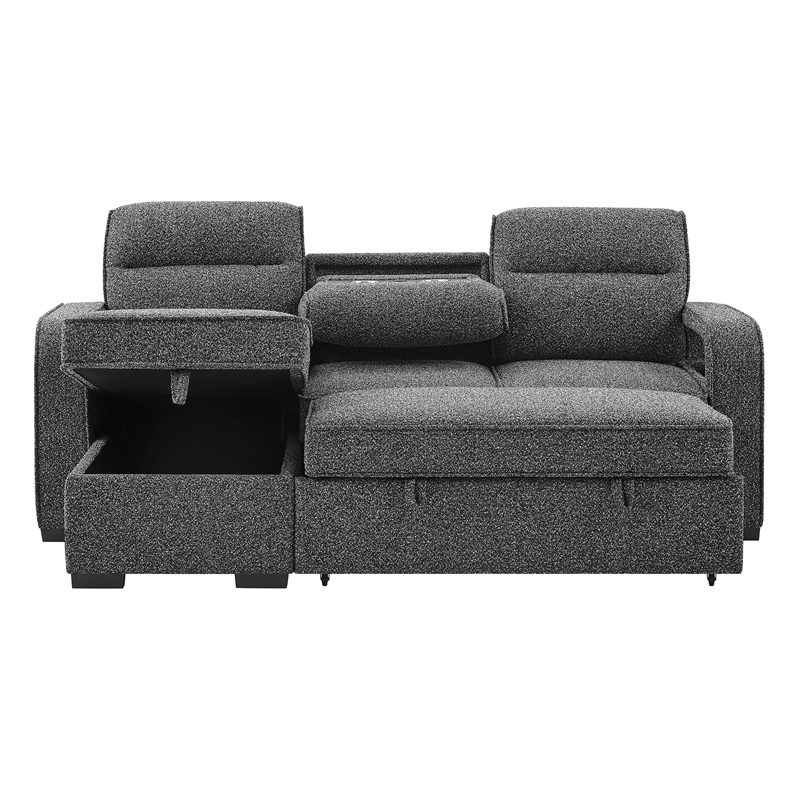 Global Furniture U2601 Convertable Sofa Bed w Drop Table&SPKR in Dark Gray