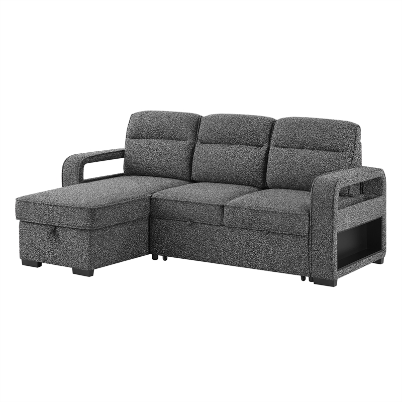 Global Furniture U2601 Convertable Sofa Bed w Drop Table&SPKR in Dark Gray
