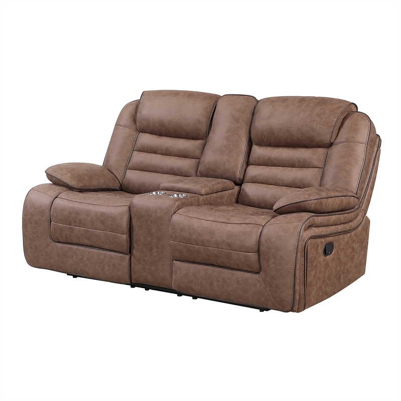 Global Furniure U2250 Console Recliner Loveseat in Brown