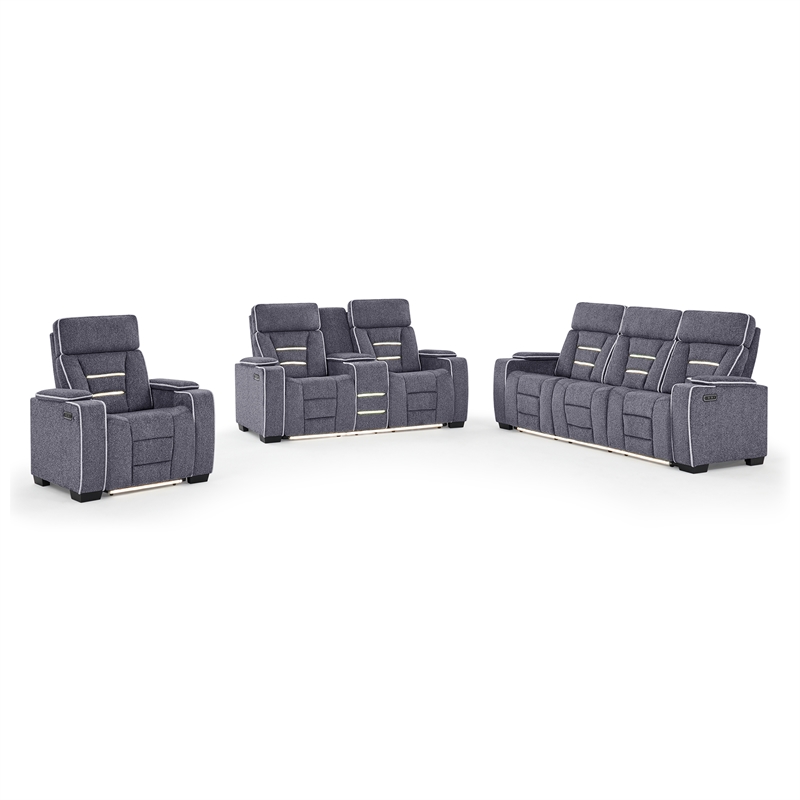 U1895 P2 Reclining Sofa with Immersive SPKR and LED in Gray