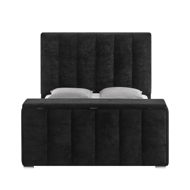 Global Furniure Serenity King Bed with SPKR-TV Lift and Fireplace in Onyx
