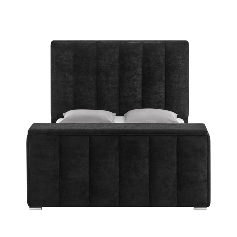 Global Furniure Serenity Queen Bed with SPKR-TV Lift and Fireplace in Onyx