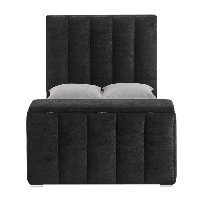 Global Furniure Serenity Queen Bed with SPKR-TV Lift and Fireplace in Onyx