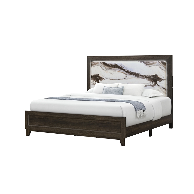 Global Furniure Harmony Full Bed with LED in Brown