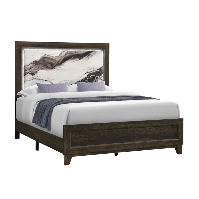 Global Furniure Harmony Full Bed with LED in Brown
