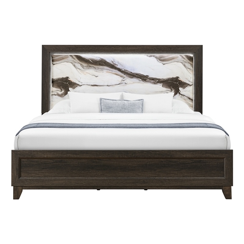 Global Furniure Harmony Full Bed with LED in Brown