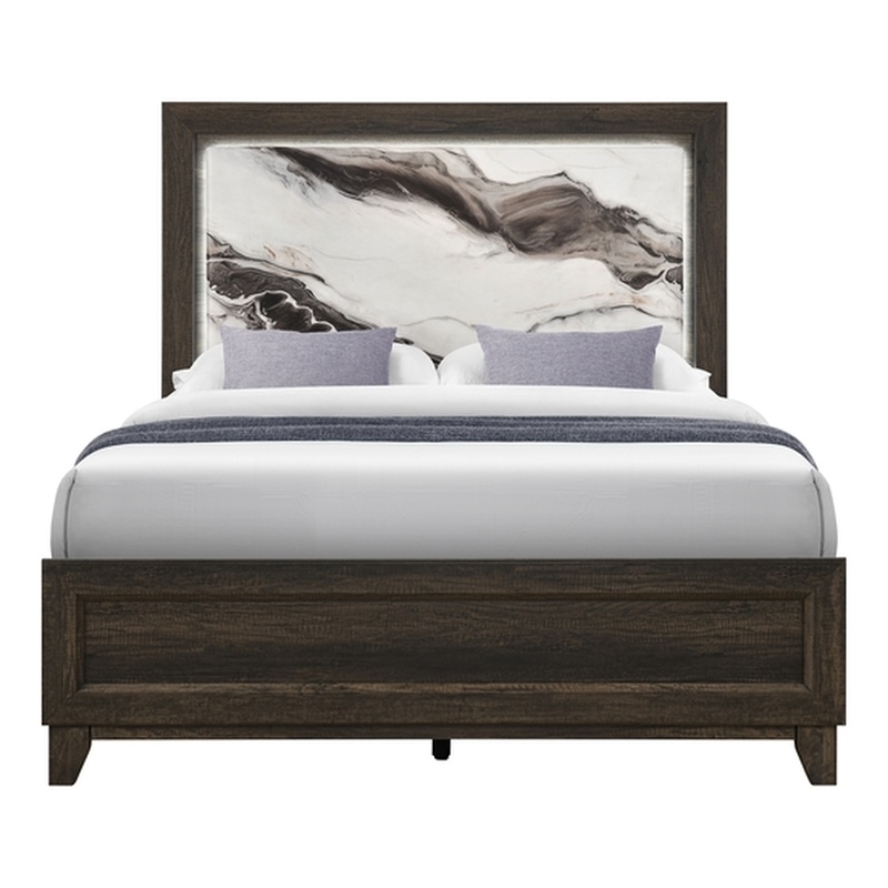 Global Furniure Harmony Queen Bed with LED in Brown