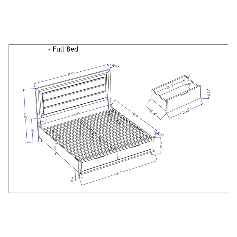 Global Furniture Callie Full Bed with Storage in Brown