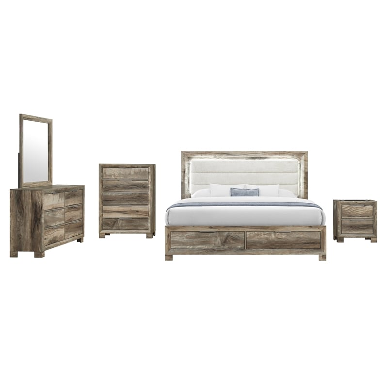 Global Furniture Callie Full Bed with Storage in Brown