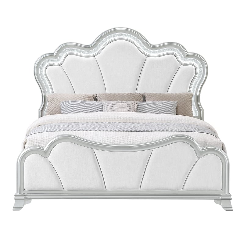 Global Furniture Aria Queen Bed with LED in Silver