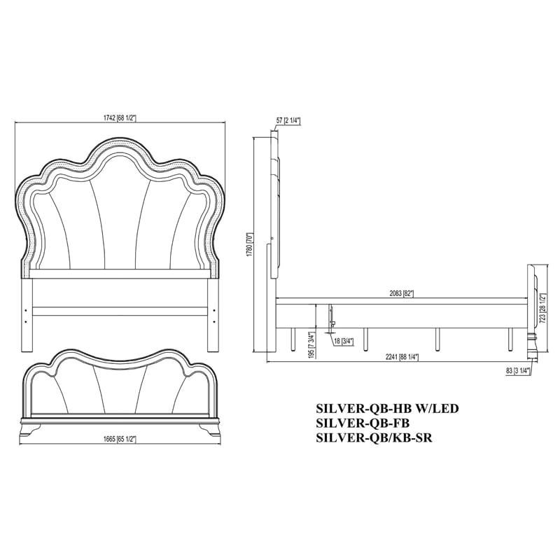 Global Furniture Aria Queen Bed with LED in Silver