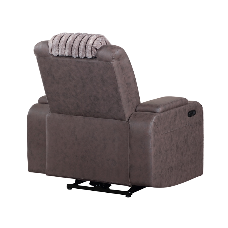 Global Furniure U8000 Power Reclining W/ PWR Headrest & LED LIGHT in Brown