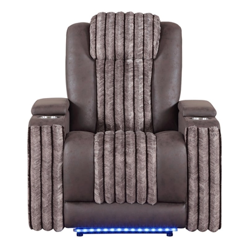 Global Furniure U8000 Power Reclining W/ PWR Headrest & LED LIGHT in Brown