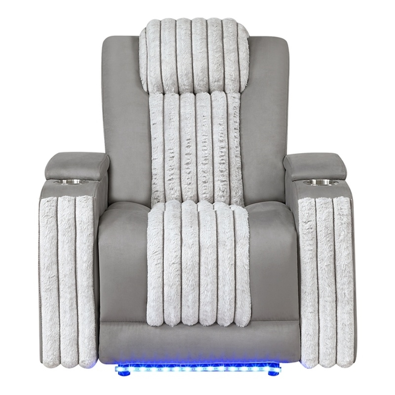 Global Furniure U8000 Power Reclining W/ Power Headrest & LED in Gray