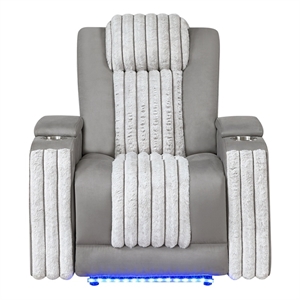 Global Furniure U8000 Power Reclining W/ Power Headrest & LED in Gray