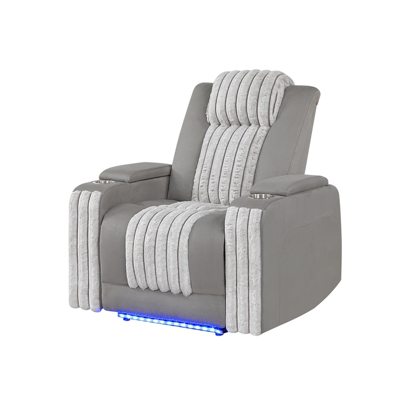 Global Furniure U8000 Power Reclining W/ Power Headrest & LED in Gray