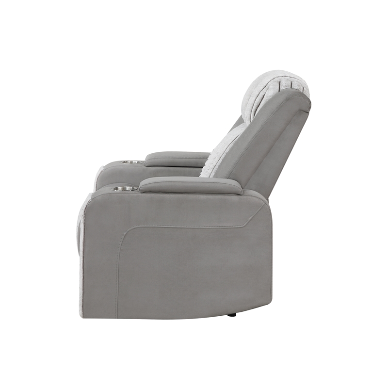Global Furniure U8000 Power Reclining W/ Power Headrest & LED in Gray