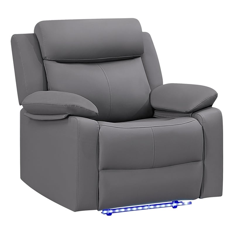 Global Furniure U6026 PU 46A Glider Recliner with LED in Gray