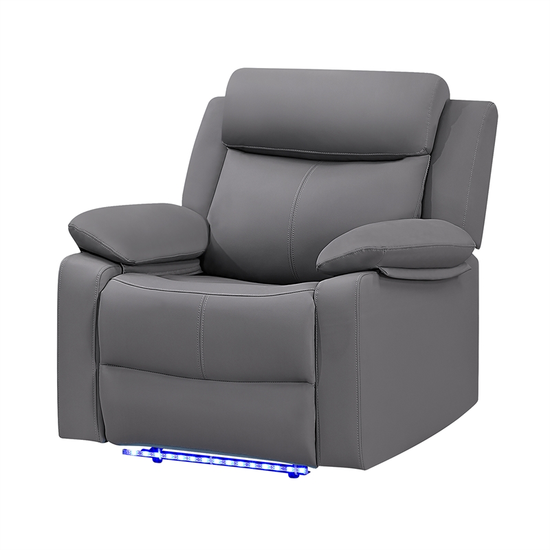 Global Furniure U6026 PU 46A Glider Recliner with LED in Gray