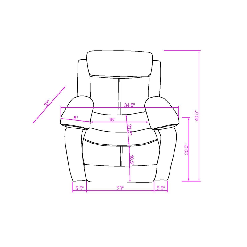 Global Furniure U6026 PU 46A Glider Recliner with LED in Gray