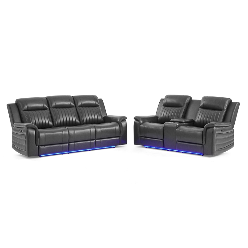 Global Furniure U8879 Power Recliner LS W/LED-GSS & SUBW in Charcoal