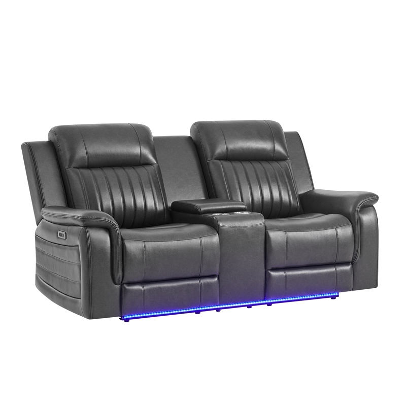 Global Furniure U8879 Power Recliner LS W/LED-GSS & SUBW in Charcoal