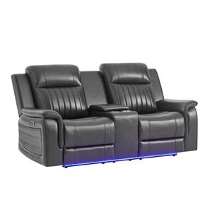 Global Furniure U8879 Power Recliner LS W/LED-GSS & SUBW in Charcoal