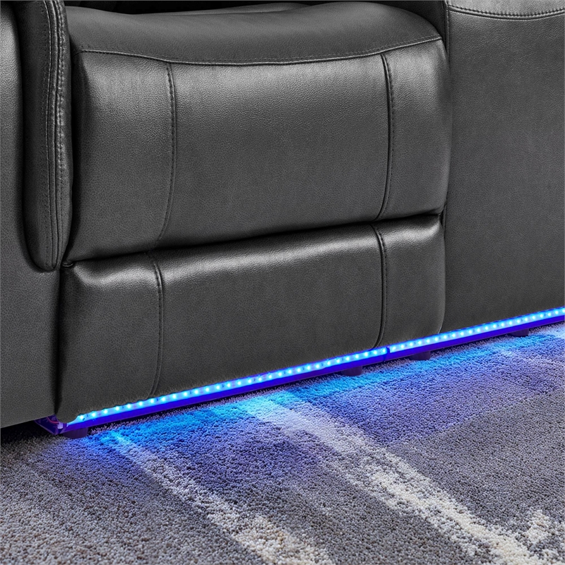 Global Furniure U8879 Power Recliner LS W/LED-GSS & SUBW in Charcoal