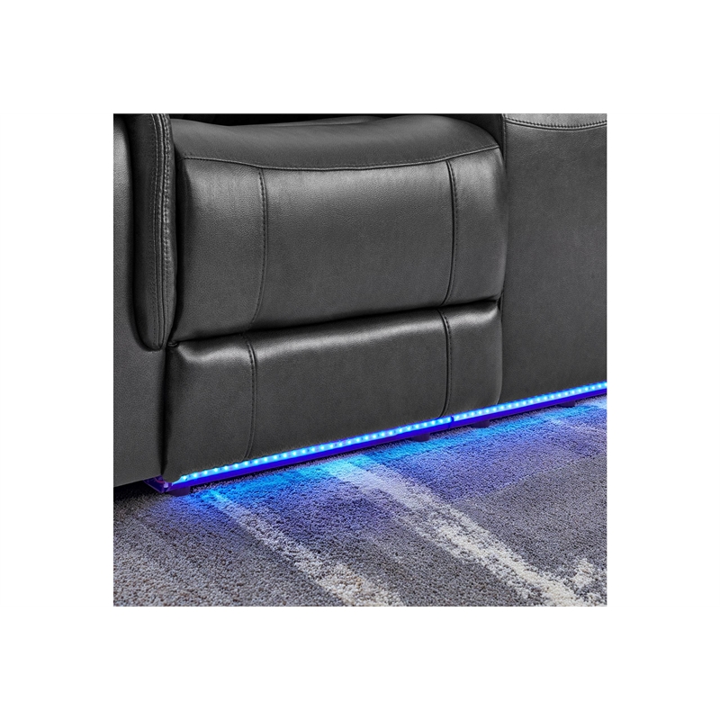 Global Furniure U8879 Power Reclining with LED in Blanche Charcoal