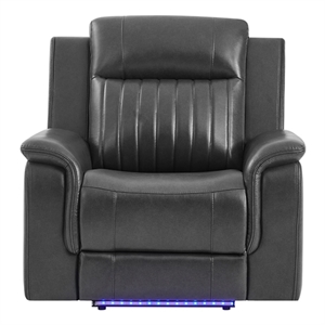 Global Furniure U8879 Power Reclining with LED in Blanche Charcoal