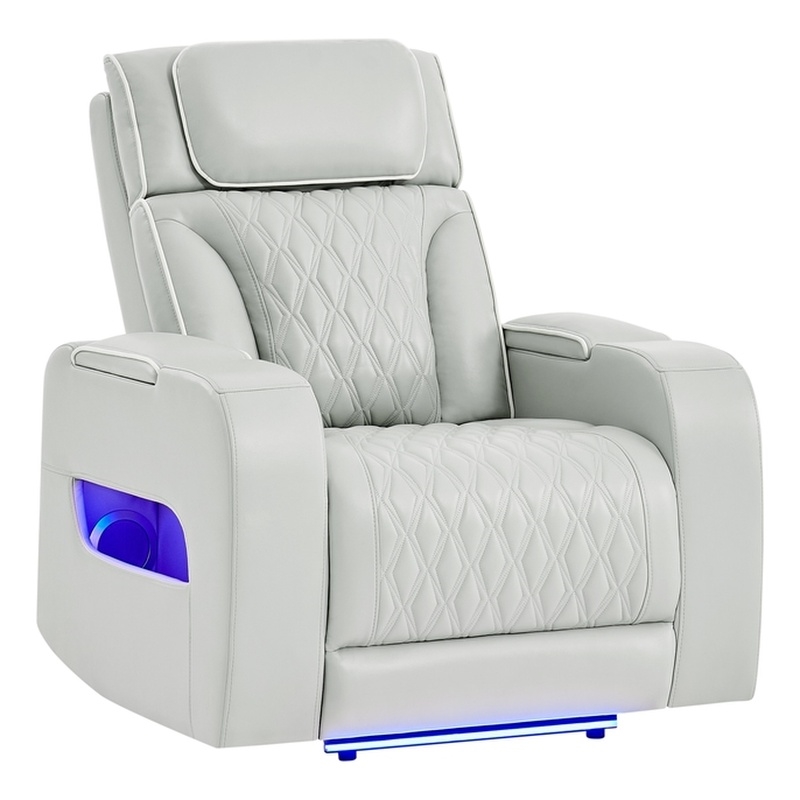 Global Furniure U8611 Power Reclining with PWR Headrest and LED in Blanche