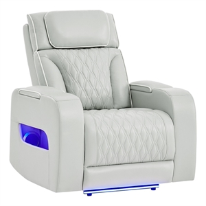 Global Furniure U8611 Power Reclining with PWR Headrest and LED in Blanche
