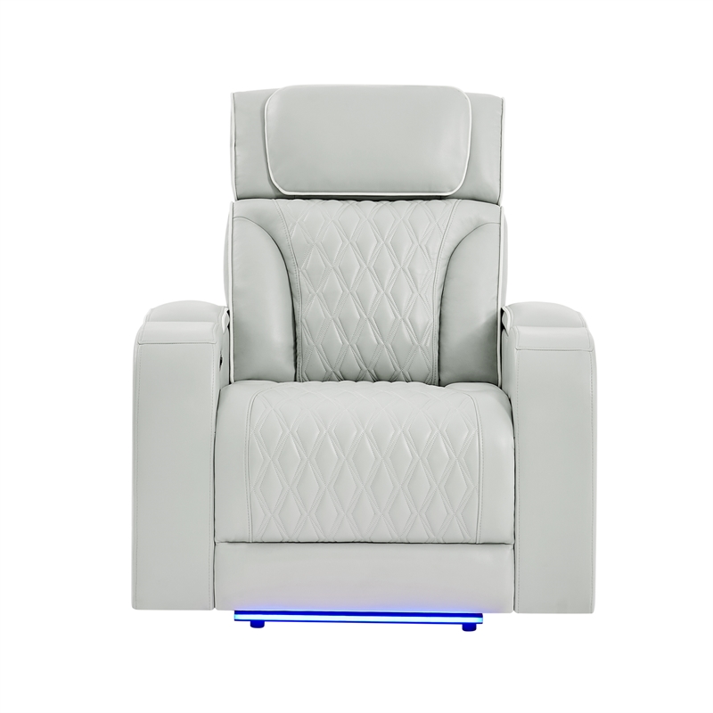 Global Furniure U8611 Power Reclining with PWR Headrest and LED in Blanche