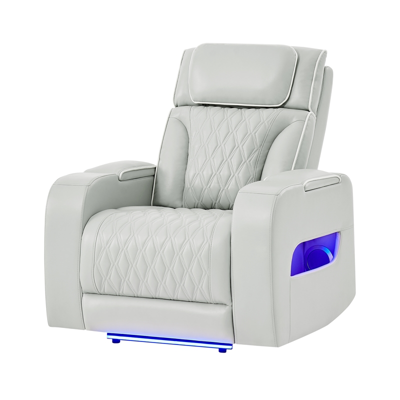 Global Furniure U8611 Power Reclining with PWR Headrest and LED in Blanche