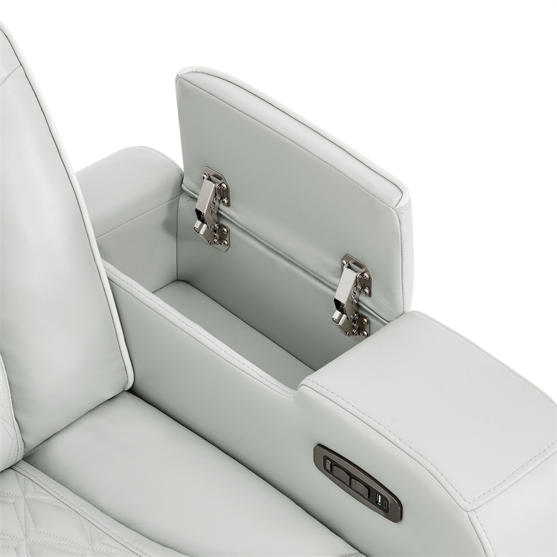 Global Furniure U8611 Power Reclining with PWR Headrest and LED in Blanche