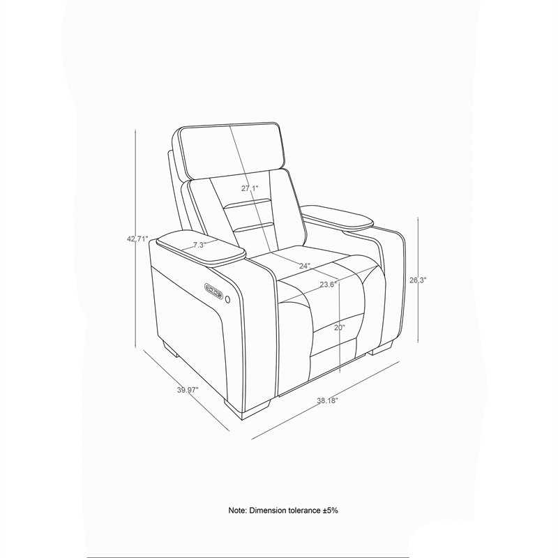 U1895 P2 Reclining with Immersive Sound and LED in Gray