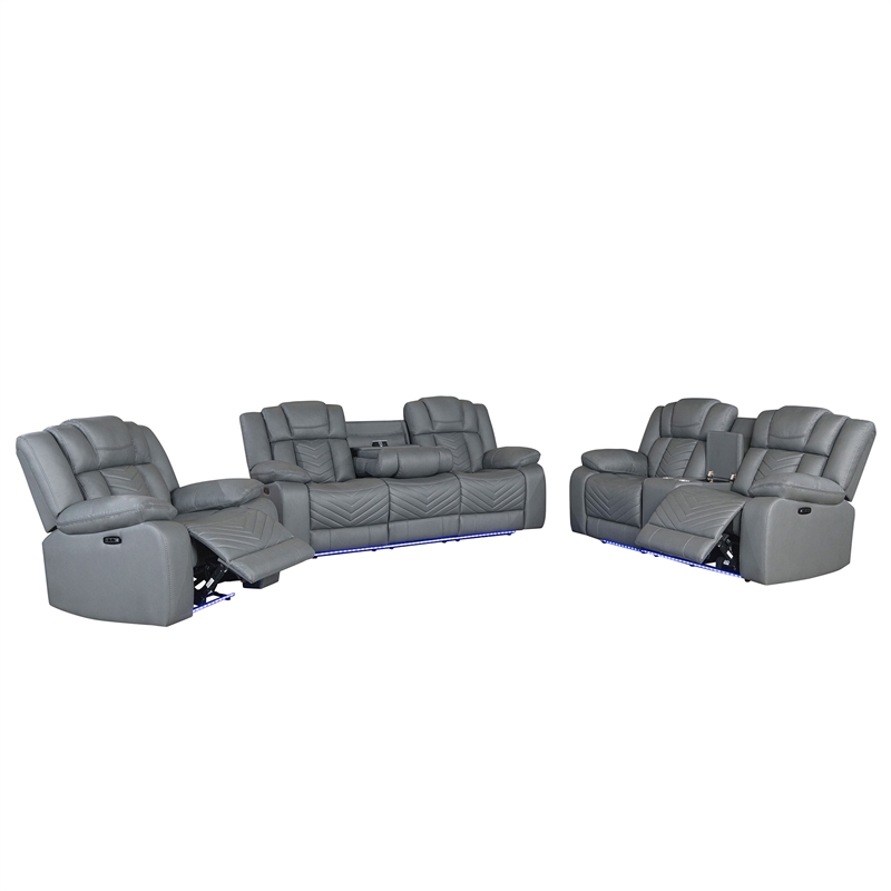 Global Furniure U7069 10 Power Recliner Loveseat w/Immersive Sound in Gray