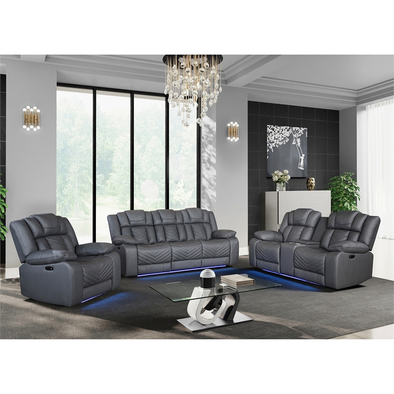 Global Furniure U7069 10 Power Recliner Loveseat w/Immersive Sound in Gray