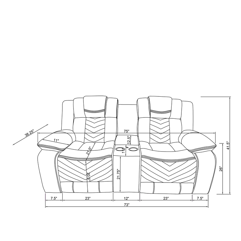 Global Furniure U7069 10 Power Recliner Loveseat w/Immersive Sound in Gray