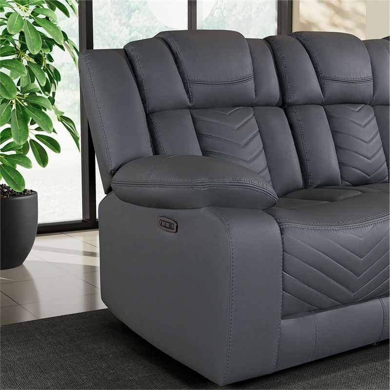 Global Furniure U7069 10 Power Recliner Loveseat w/Immersive Sound in Gray